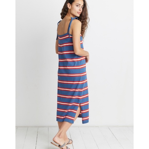 Marine Layer Sadie Striped Tie Shoulder Midi Dress - Picture 2 of 10